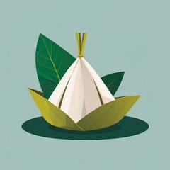 Zongzi, a traditional Chinese rice dumpling made of glutinous rice stuffed with different fillings and wrapped in bamboo leaves.