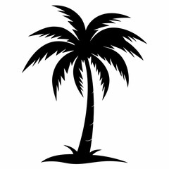 silhouette of palm tree on white background