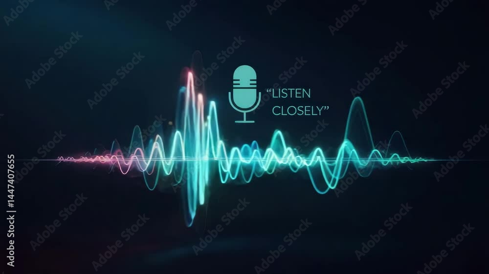 Aufkleber agentic ai technology with sound wave and microphone icon illustrating attentive listening and advan