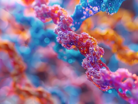 Detailed 3D Visualization of Entangled Polymer Chains Interacting Closely