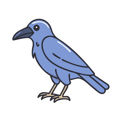 Illustration of a blue crow bird animal avian species perching wildlife nature design vector art