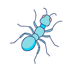Illustration of blue ant insect, cartoon ant, drawing ant, vector ant, graphic ant, bug ant, cute ant