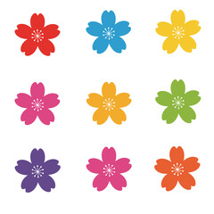 Set of flat icon flower icons in silhouette isolated on white.