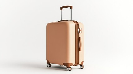 Beige hard-shell suitcase on wheels