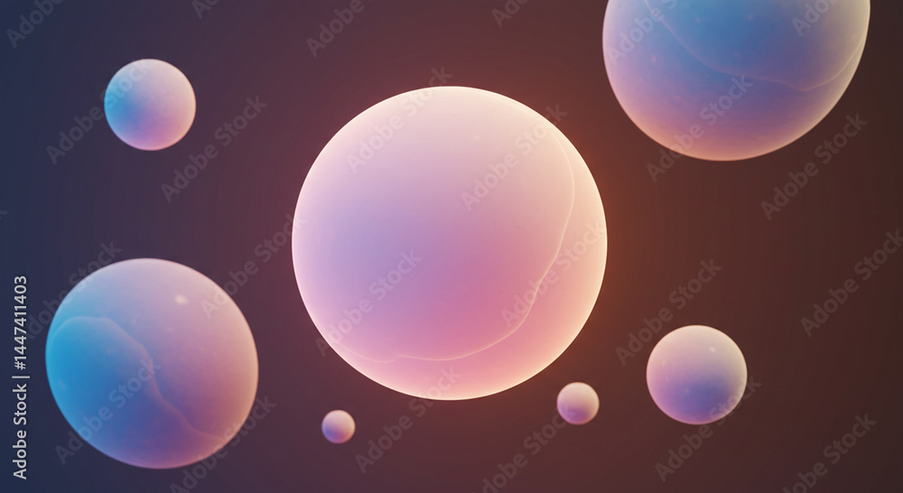 Poster abstract gradient bubbles floating in space, a modern artistic background