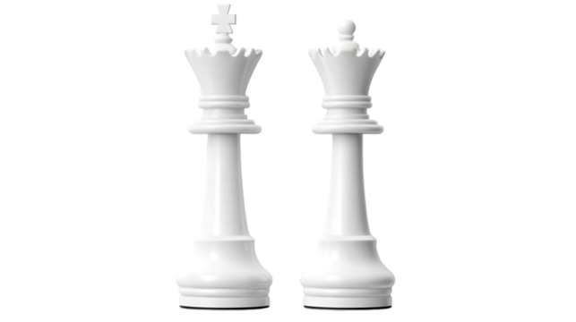 White Chess King And Queen Isolated Illustration 3D Illustration Transparent Background