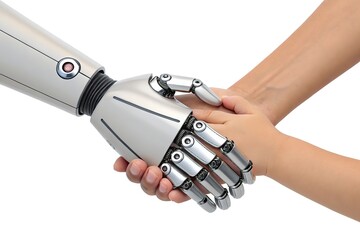 robot hand holding human hands