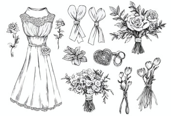 hand drawn bridal elements