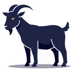 Eid al-Adha Goat Illustration - Black Qurbani Animal for Islamic Sacrifice Festival, Simple Flat Vector Icon Isolated | Art & Illustration