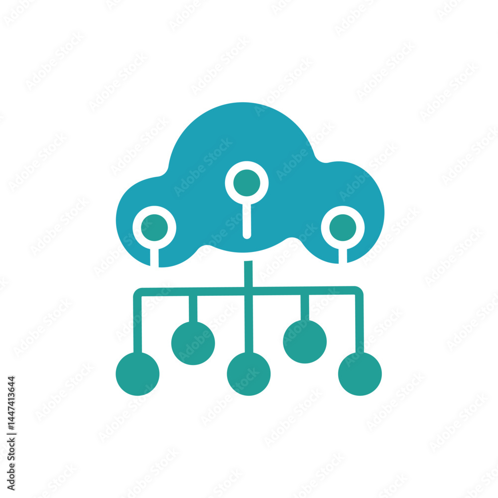 Poster cloud computing icon. vector.editable stroke.linear style sign for use web design,logo.symbol illust