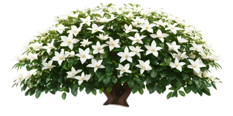 White Flower Bonsai Tree Isolated Background Illustration