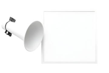 White Loudspeaker And Blank Rectangle Illustration