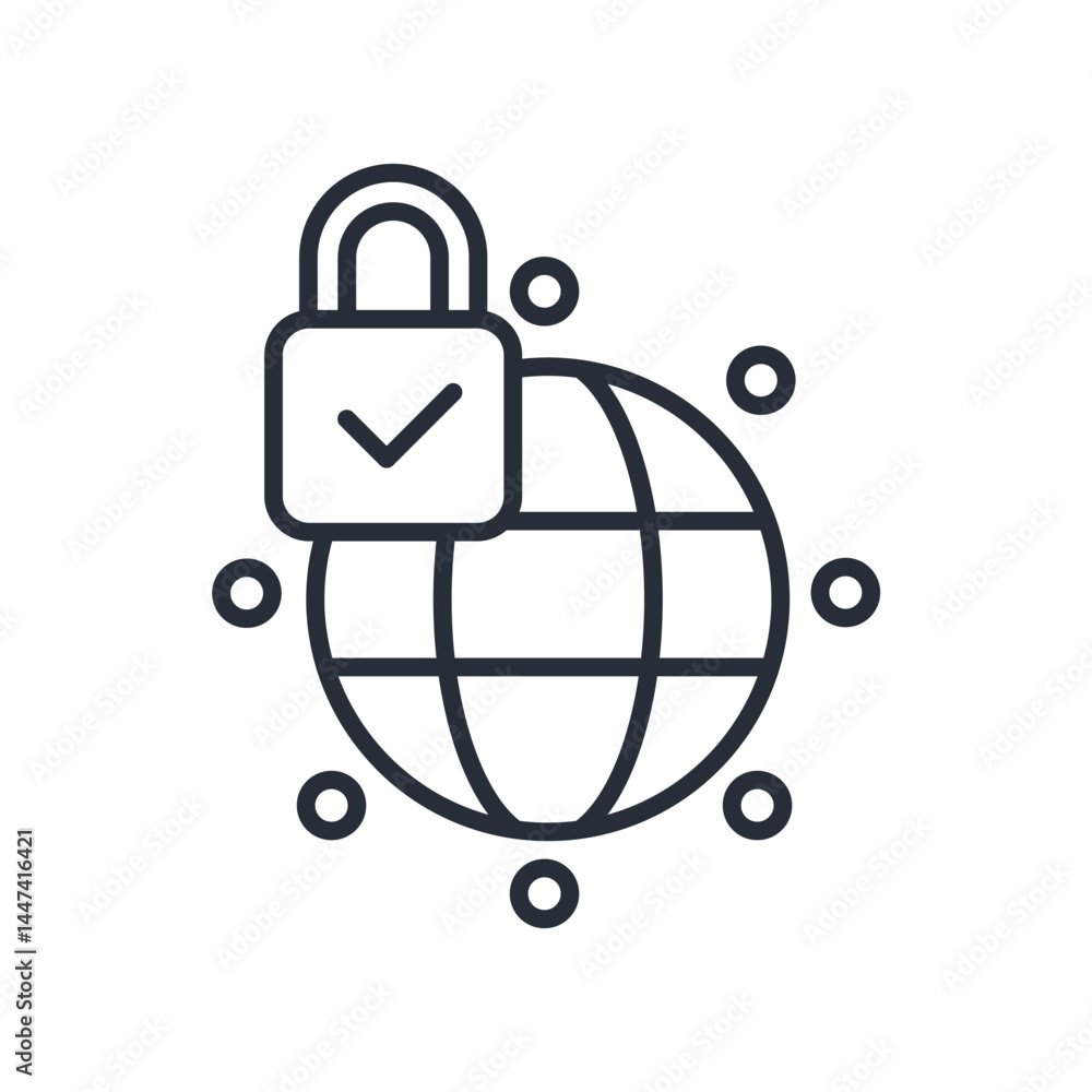 Poster network security icon. vector.editable stroke.linear style sign for use web design,logo.symbol illus