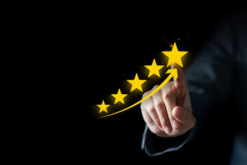 Customer review satisfaction feedback survey concept. User give rating to service experience on...