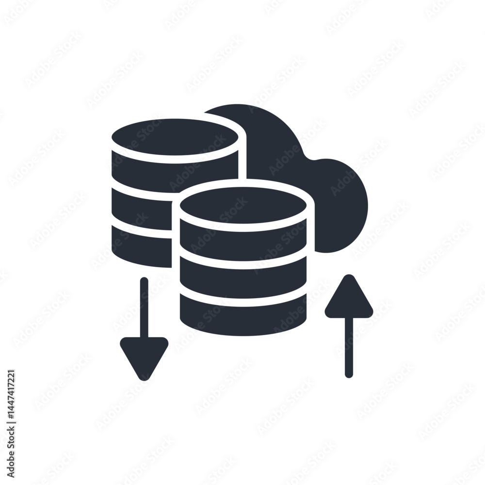 Poster cloud storage icon. vector.editable stroke.linear style sign for use web design,logo.symbol illustra