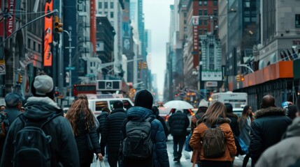 Obraz premium People walking in a busy city street