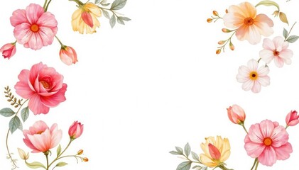 Naklejka premium Delicate watercolor floral pattern on white background, floral, texture, botanical