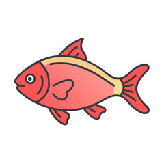 Illustration of a red fish swimming in the ocean, a colorful aquatic animal vector art design