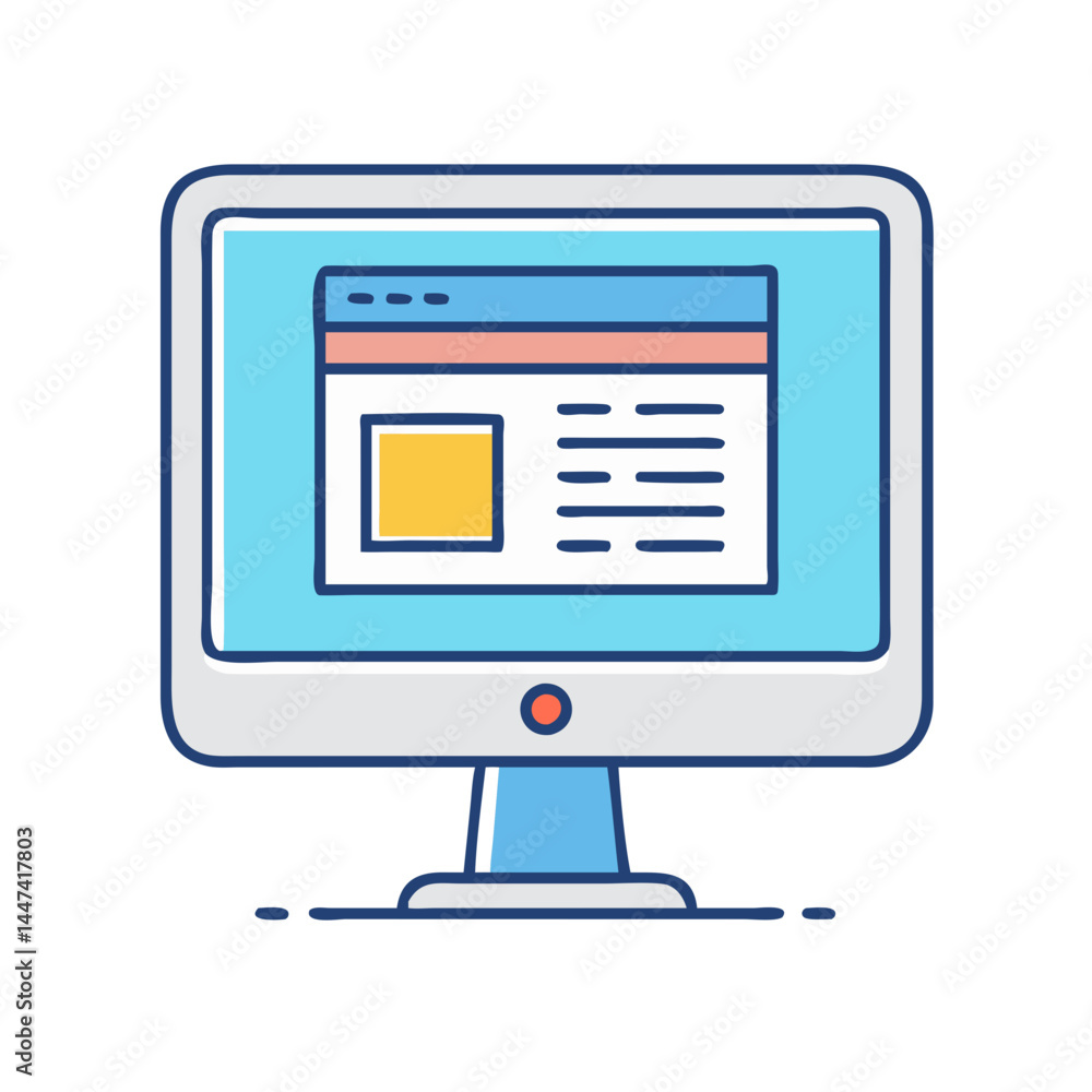 Poster Illustration of computer monitor screen display showing website design and development interface