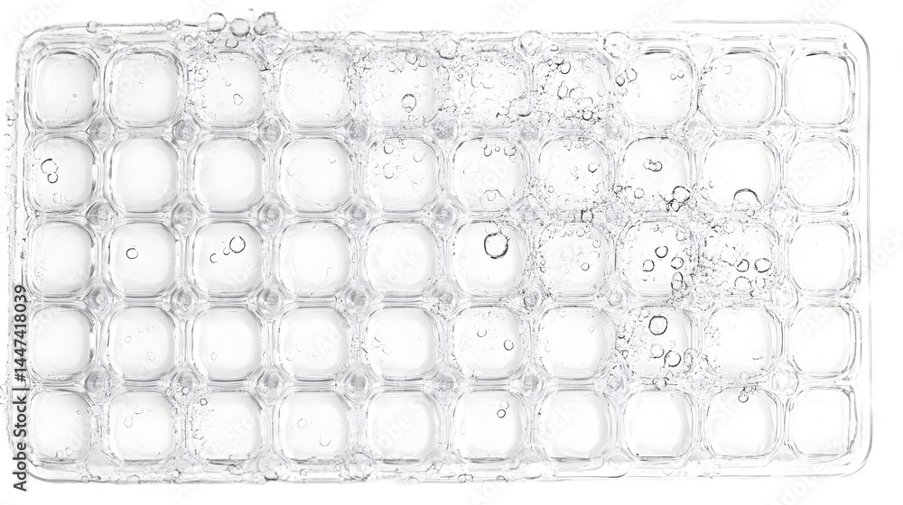 Poster white rectangular container with circular cells illustration