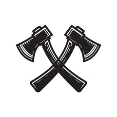 Crossed axe icon silhouette flat vector art illustration design template isolated on a white background.