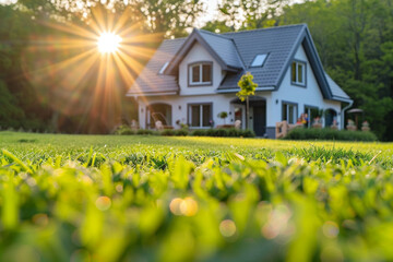 A beautiful and cherished home, owned by a joyful family, serves as both a valuable real estate investment and a testament to exceptional housing architecture, all set against a picturesque backdrop o