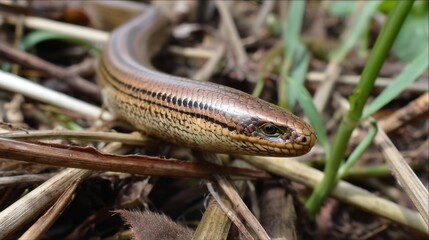 Obraz premium Slow Worm on Forest Floor