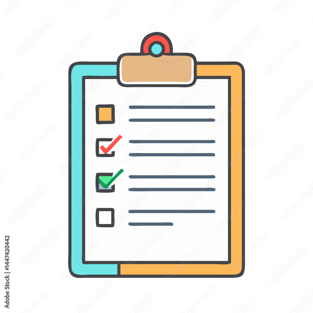 Poster clipboard checklist task list survey form checkmark choice to do list assignment planning report job