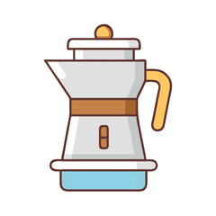 Illustration of a coffee maker appliance for brewing espresso and other coffee drinks at home or cafe