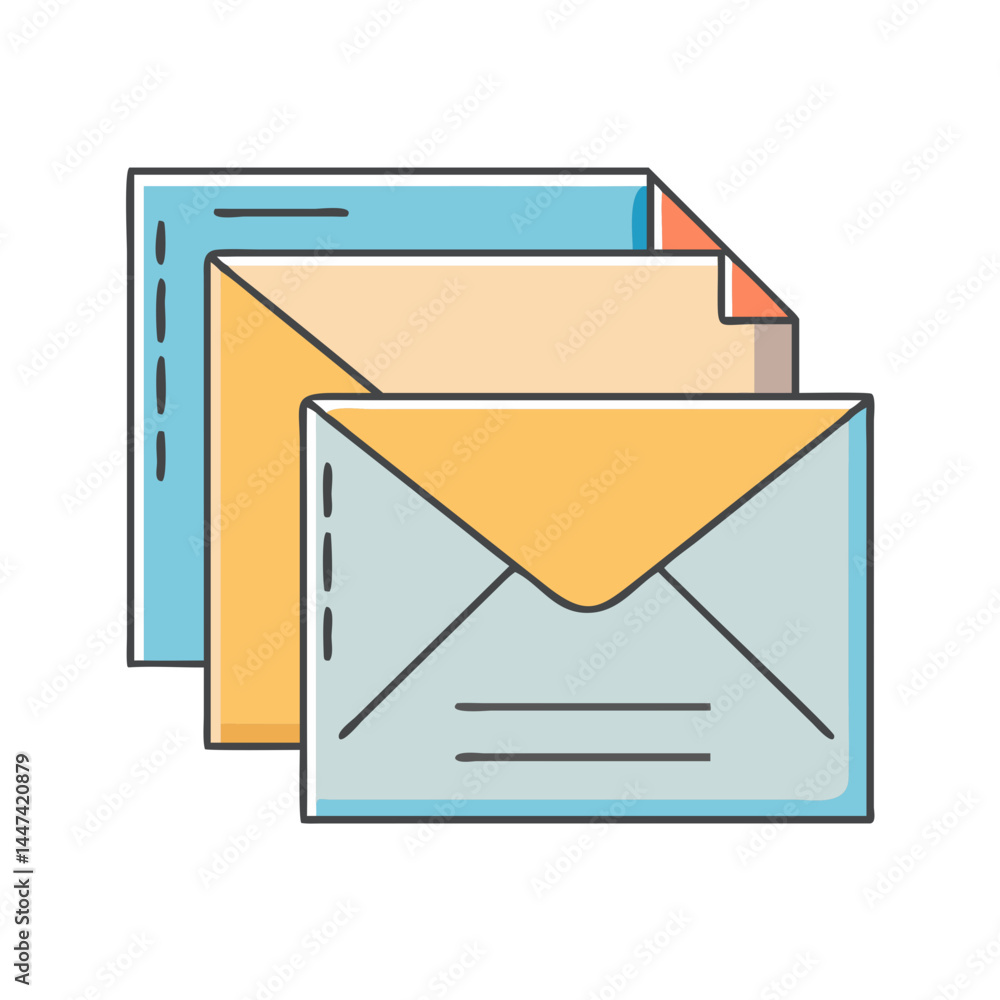 Poster illustration of mail email newsletter communication message envelope letter correspondence inbox doc