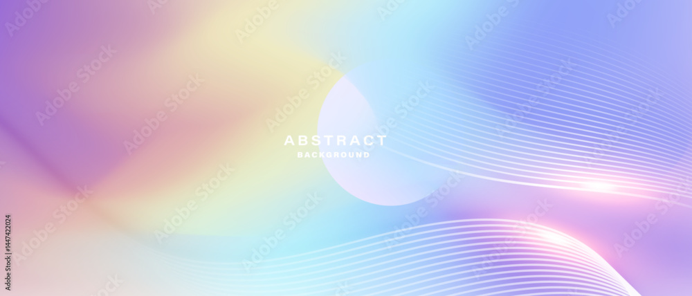 Poster Abstract pastel gradient background with flowing wave lines vertor.