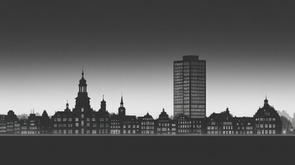 Fototapeta premium Berlin skyline shows modern building contrasts with historic architecture at dusk