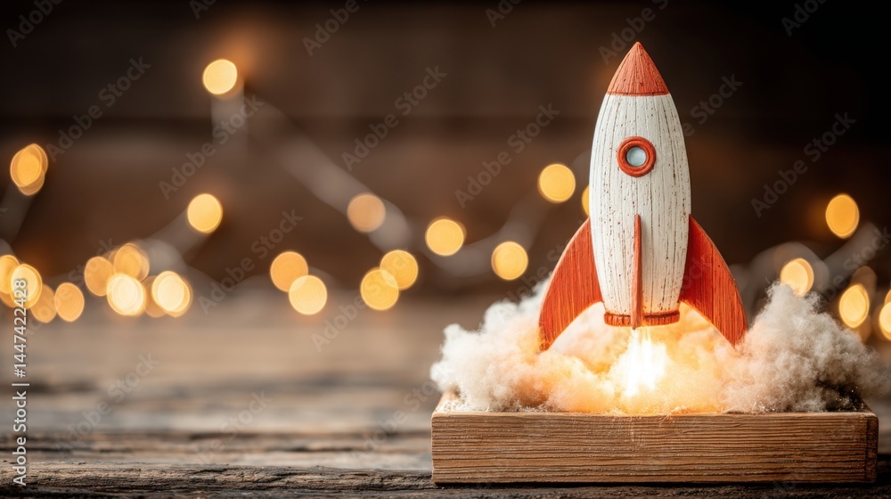 Poster conceptual illustration of breakout pullback launch depicting classic retest and launch strategy in 