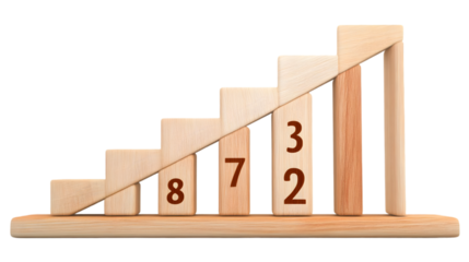 Wooden Blocks Steps Illustration With Numbers Representing Growth And Progress