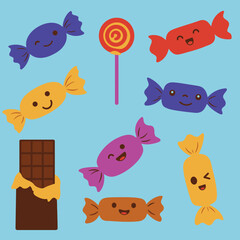 Obraz premium Candy icon set. Line and glyph candy sweet. Lollipop symbol