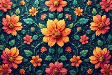 Intricate floral design, repeating seamlessly , bloom, vector, design