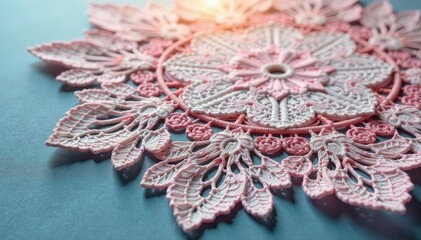 Obraz premium Intricate floral lace doily, delicate texture, background, design