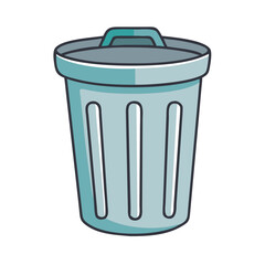 Illustration of a blue trash can waste bin garbage container recycle bin rubbish bin dustbin disposal unit