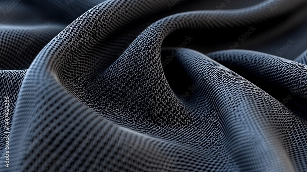 Poster close-up of fabric texture on a convex flag with realistic folds.