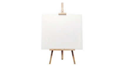 Isolated blank canvas on a wooden easel against   transparent background