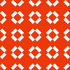 Seamless pattern, geometric pattern. White square shapes arranged on a red background, resembling an open box.