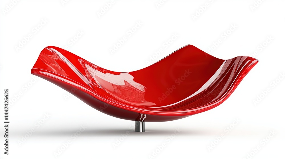 Poster empty convex flag on a metal pole, isolated on a white background.