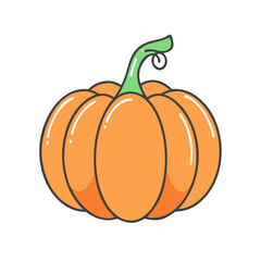 Illustration of orange pumpkin, halloween pumpkin, autumn pumpkin, fall pumpkin, squash, gourd, vegetable