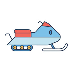 Isolated snowmobile vector illustration for winter sports and recreation activities design element