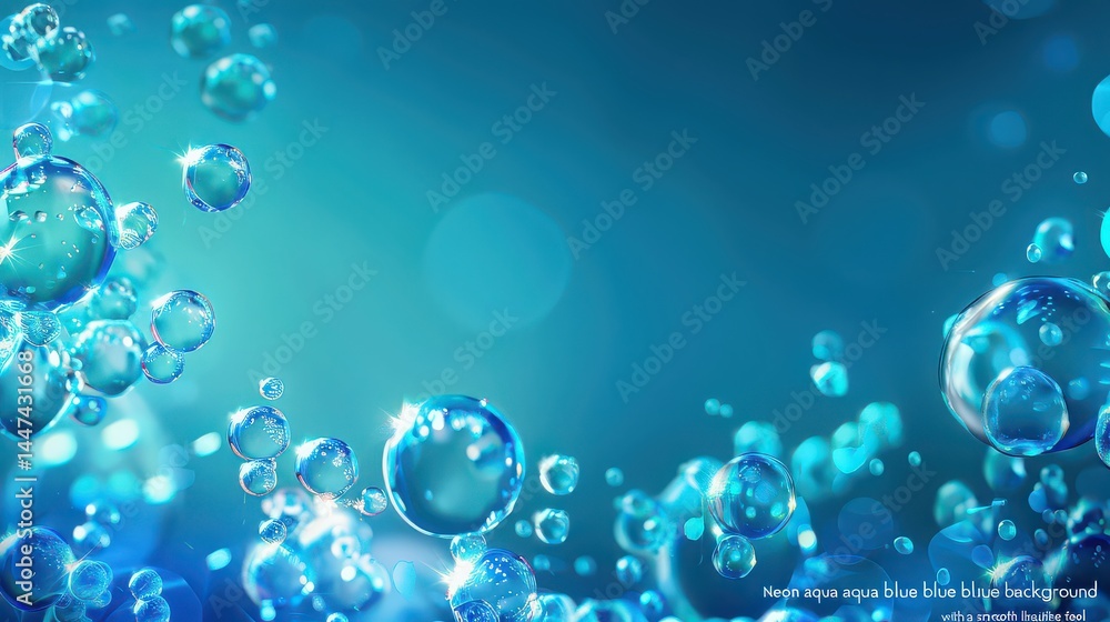 Aufkleber abstract blue background with floating bubbles and light bokeh