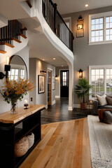 Entr&eacute;e de maison moderne avec d&eacute;coration &eacute;l&eacute;gante et lumi&egrave;re naturelle