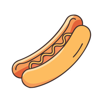recommend clip art: Delicious hotdog with mustard vector illustration food hotdog sausage bun fast food meal lunch snack