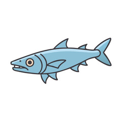 Illustration of barracuda fish ocean animal aquatic life marine wildlife swimming predator drawing