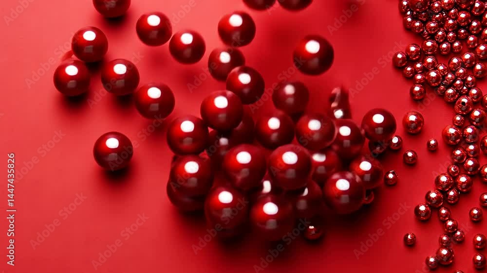 Aufkleber red marbles rolling across a vibrant surface creating dynamic motion
