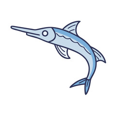 Fototapeta premium Illustration of a blue swordfish ocean fish aquatic animal marine life swimming underwater vector art